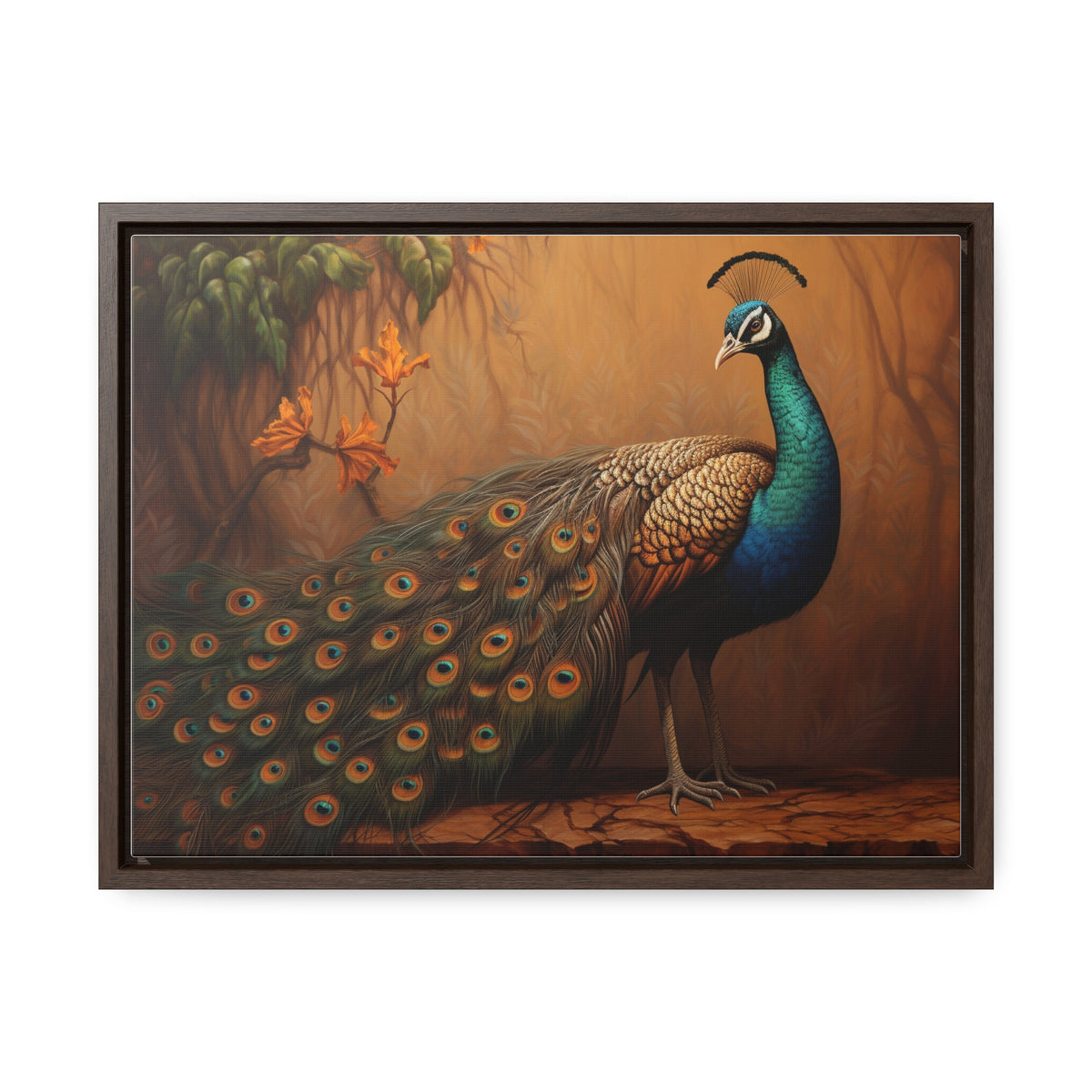 A Painting of a Peacock on a Branch Wall Art