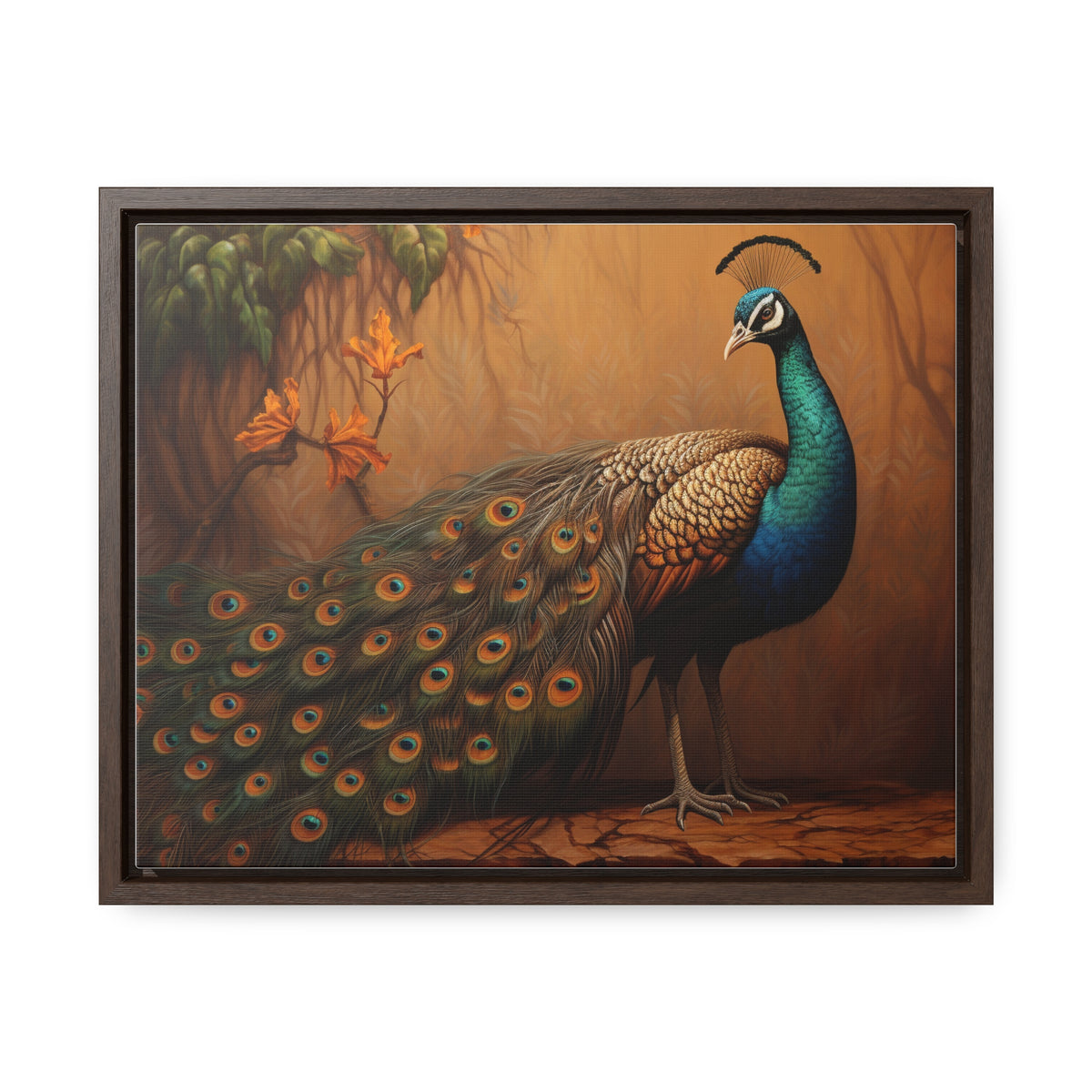 A Painting of a Peacock on a Branch Wall Art