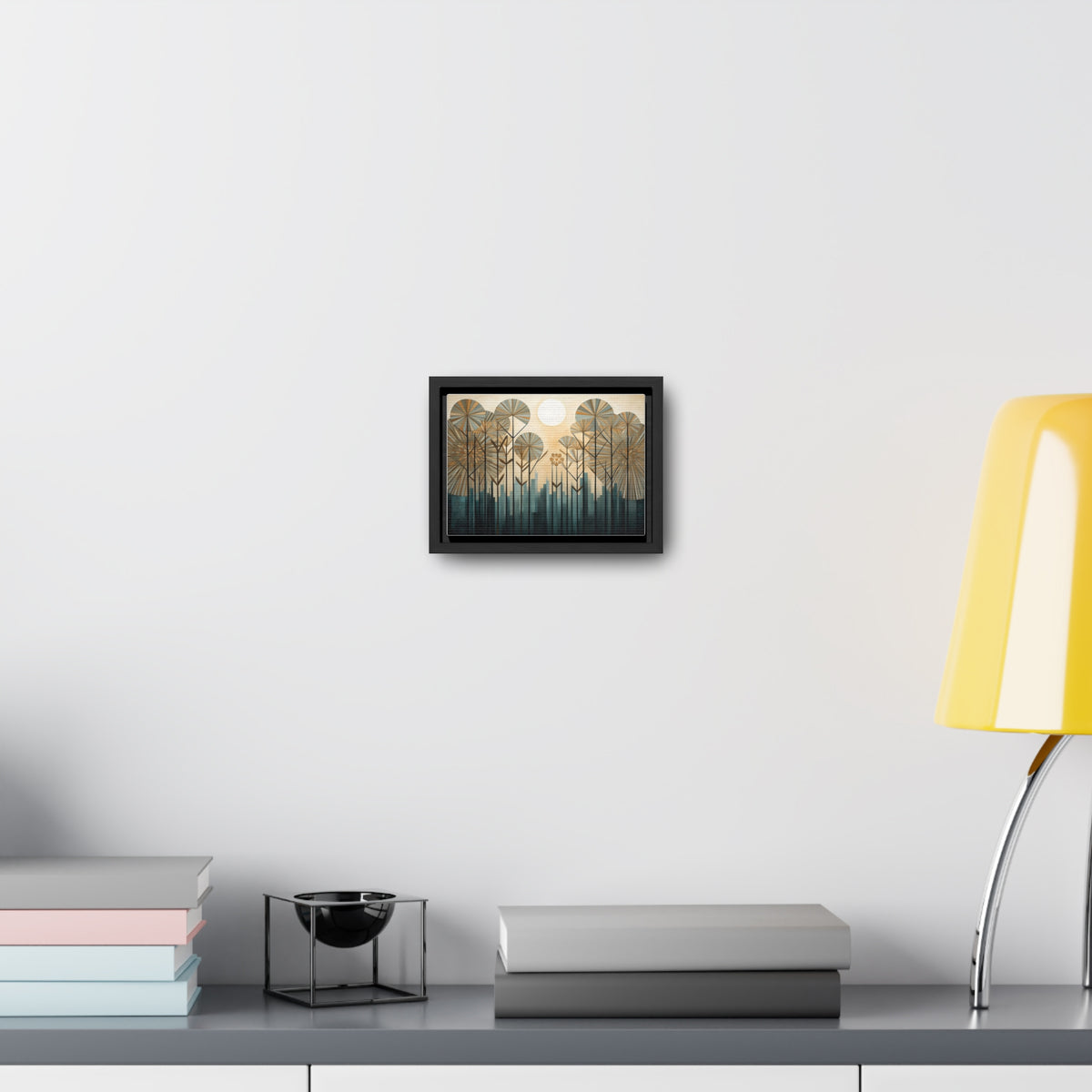 A Painting of Trees with Gold Circles Wall Art