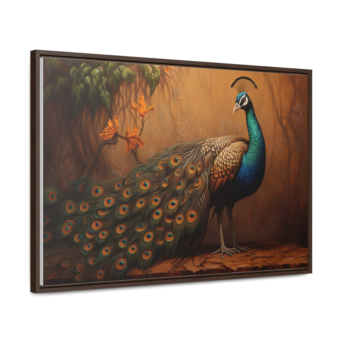 A Painting of a Peacock on a Branch Wall Art