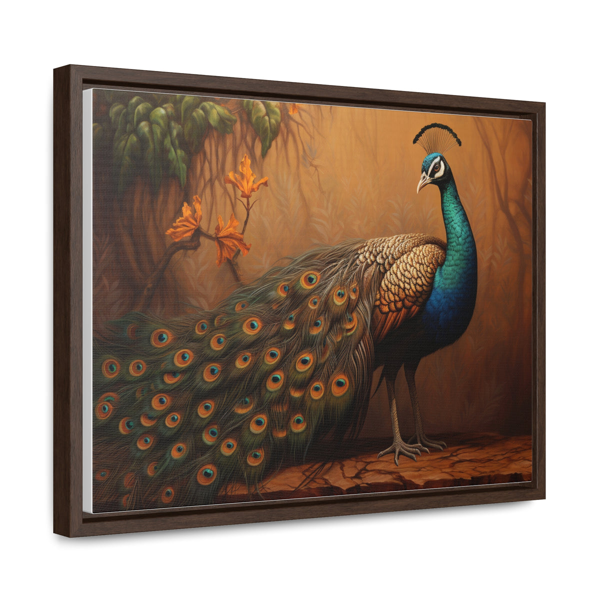 A Painting of a Peacock on a Branch Wall Art