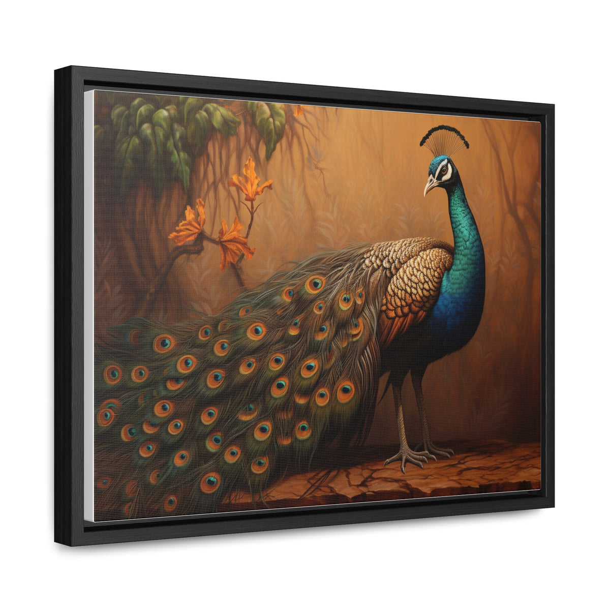 A Painting of a Peacock on a Branch Wall Art
