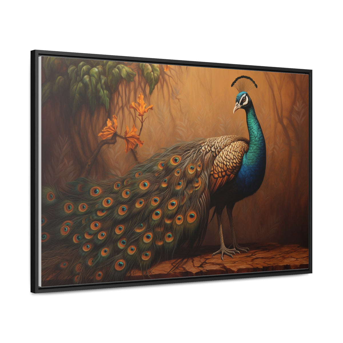 A Painting of a Peacock on a Branch Wall Art