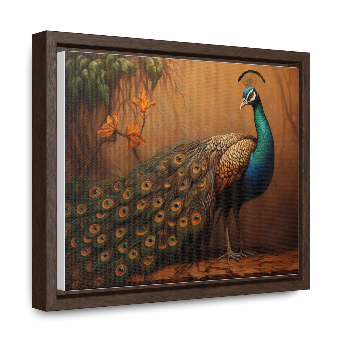 A Painting of a Peacock on a Branch Wall Art
