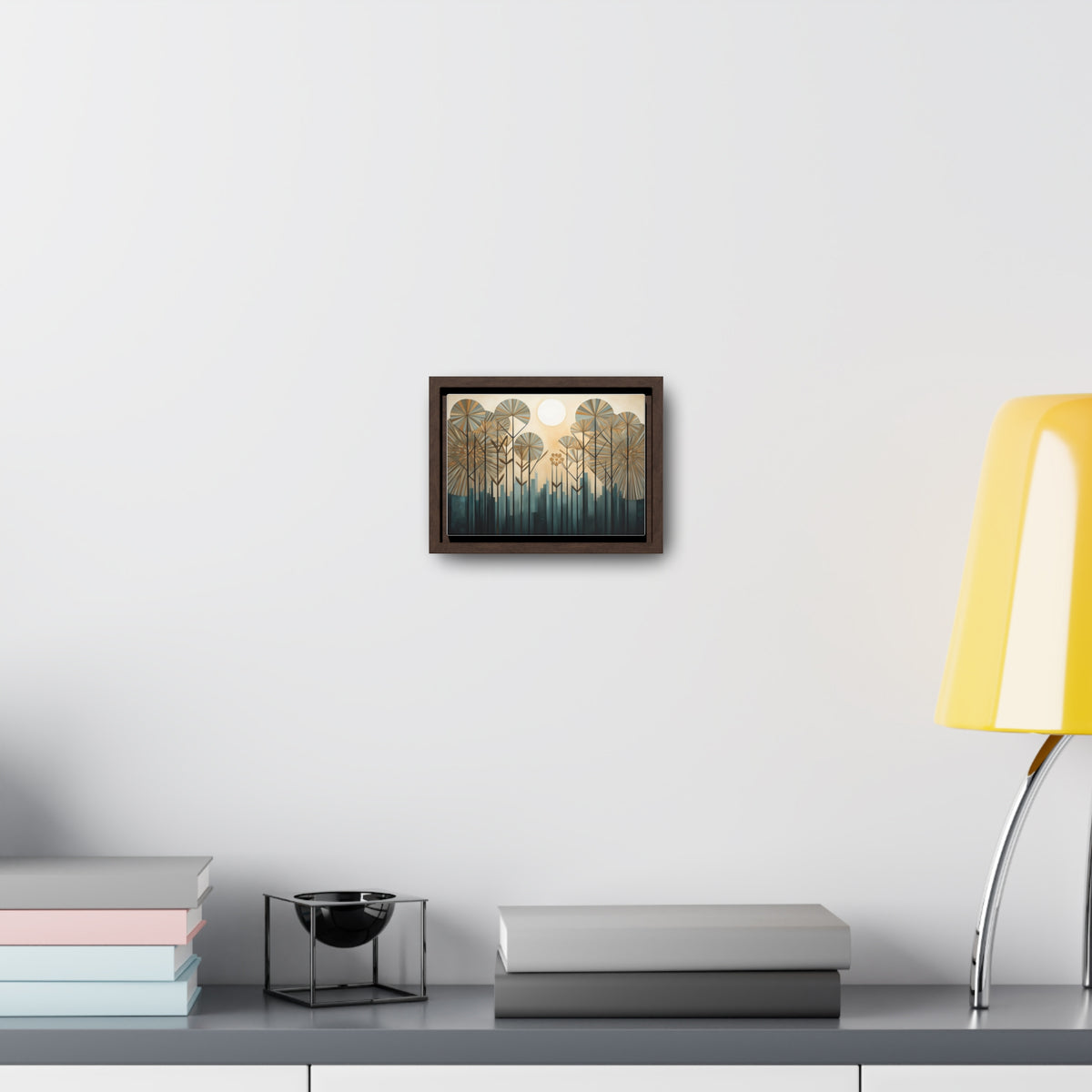 A Painting of Trees with Gold Circles Wall Art