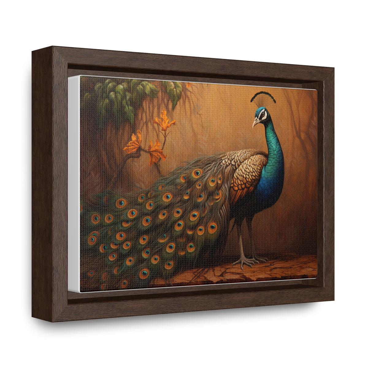 A Painting of a Peacock on a Branch Wall Art