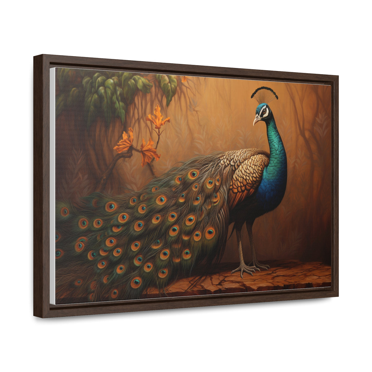 A Painting of a Peacock on a Branch Wall Art