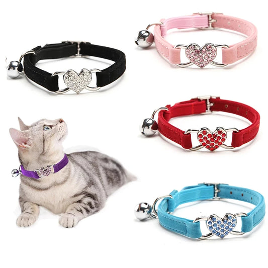 Heart Charm Bell Cat Collar