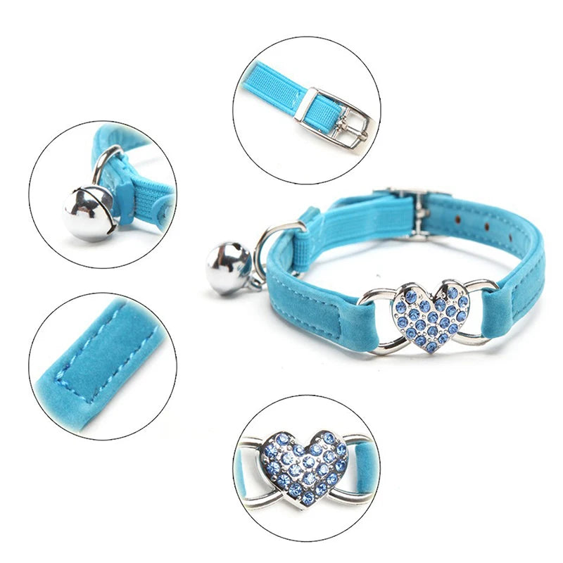 Heart Charm Bell Cat Collar